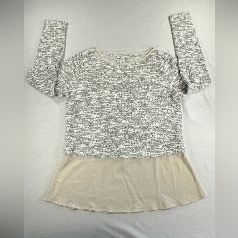 White House Black Market • Sweater Womens Lg Sparkly Knit Layered Chiffon Hem - Picture 5 of 10